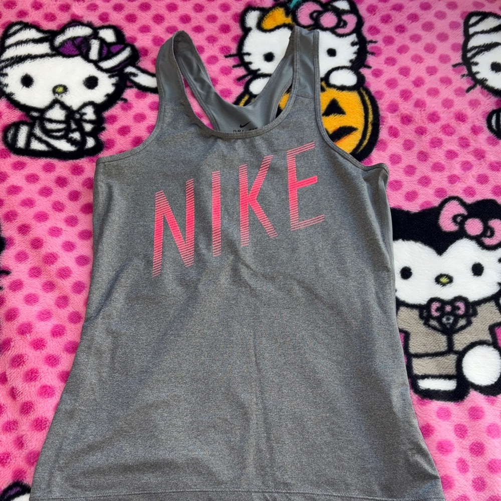 Nike Heather Gray Tank with Pink Accents